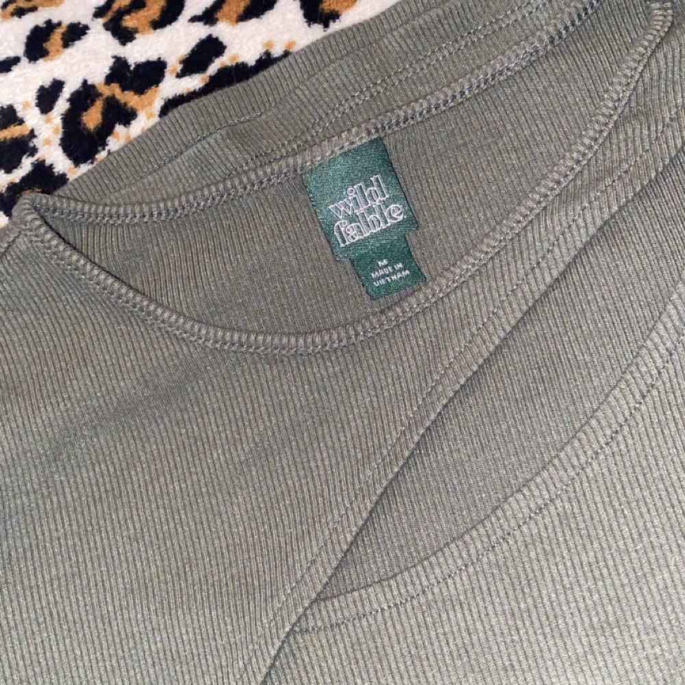 wild fable Olive Green Ribbed Crewneck Sweater